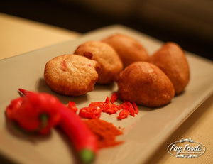 Fay Foods Puff Puff can be enjoyed with Hot Pepper.